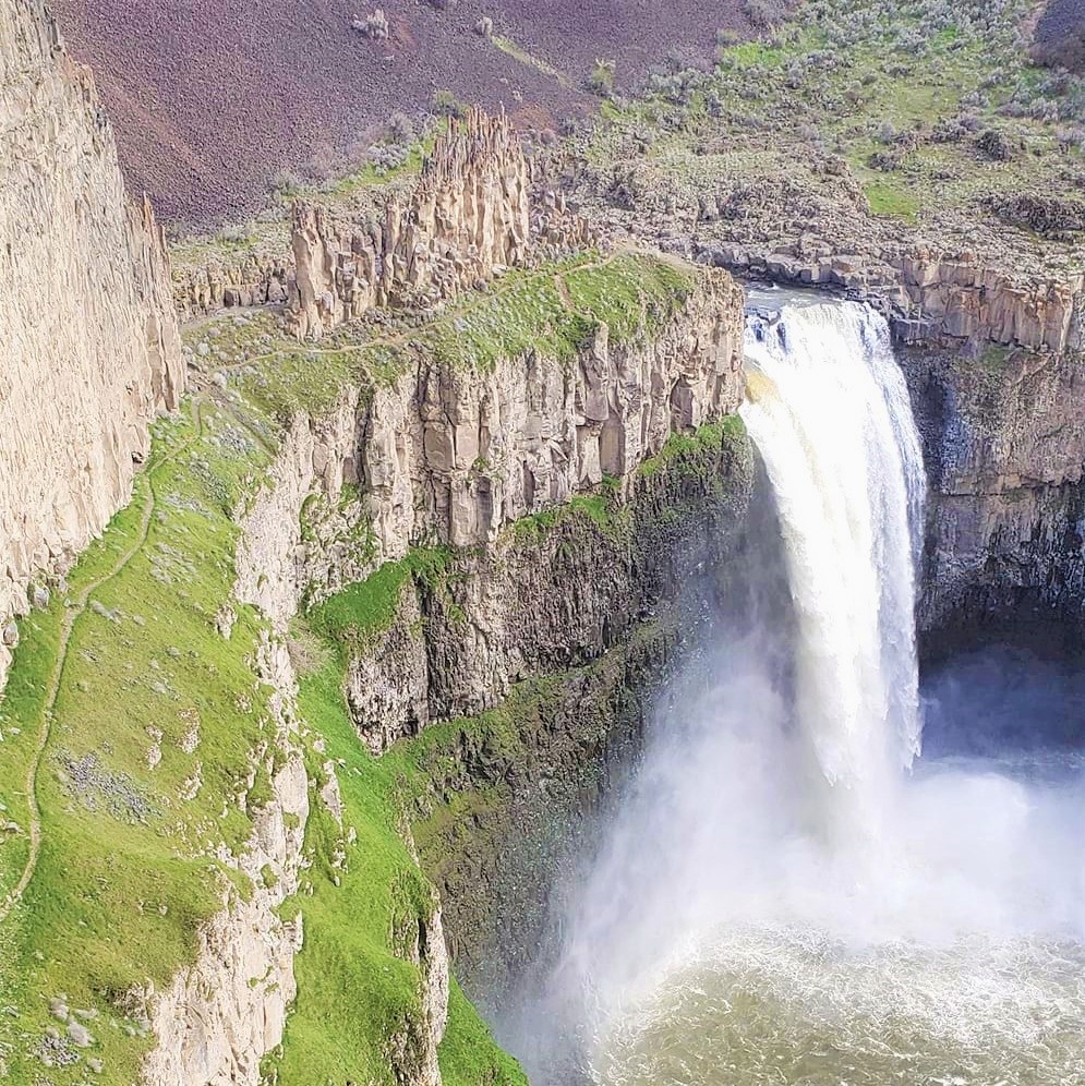 Image of Palouse Falls in Washington taken from viewpoint at Palouse Falls State Park.